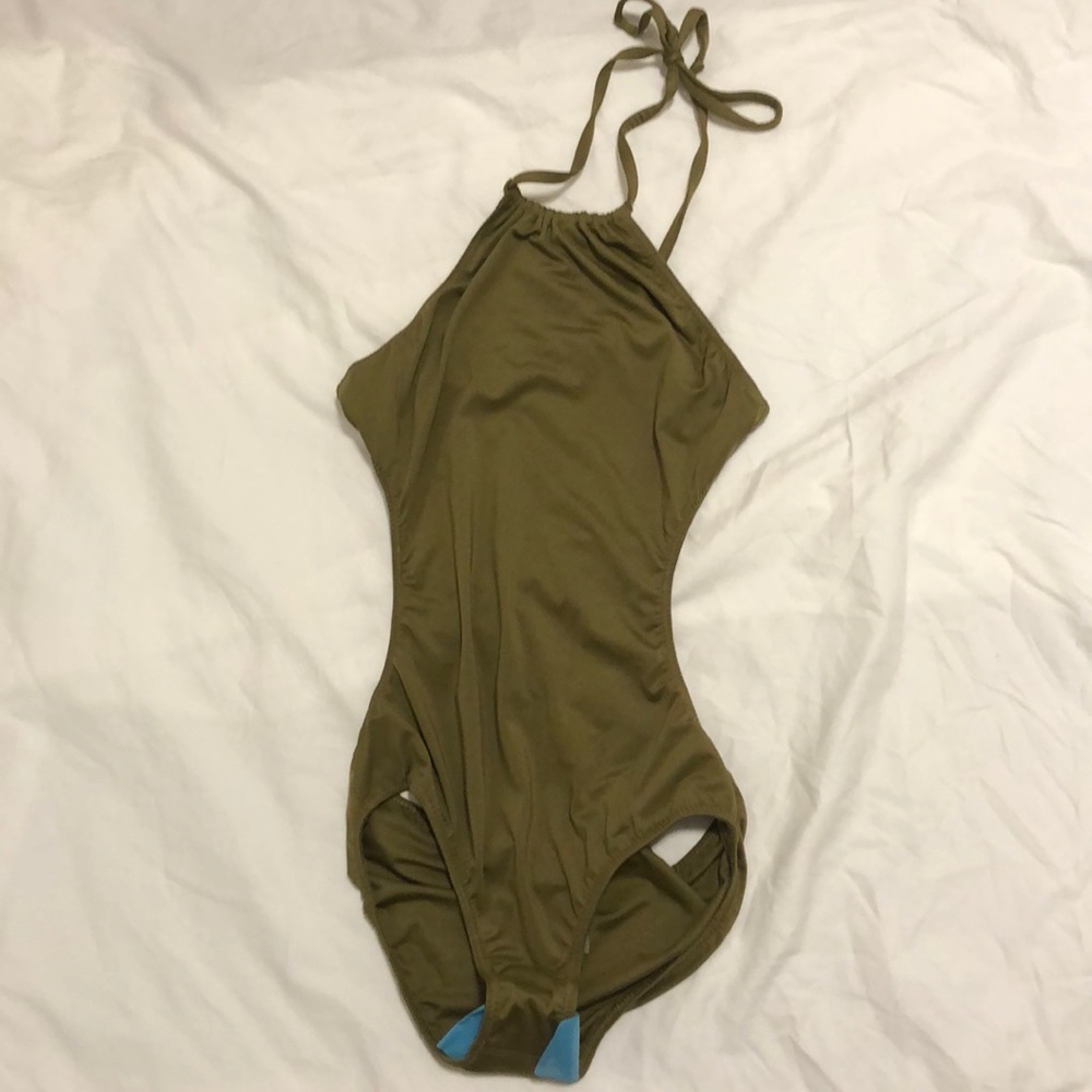 Olive green one piece bathing suite